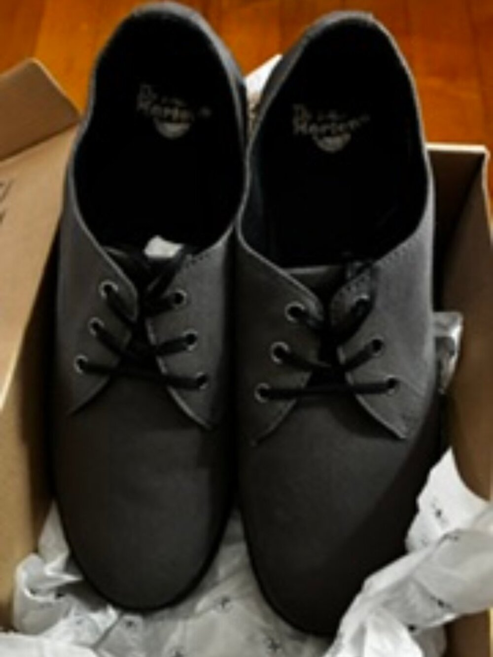 Dr. Marten Delray 3-Eyelet Shoe, Flexible Bounce Soles, Gray canvas, size 14